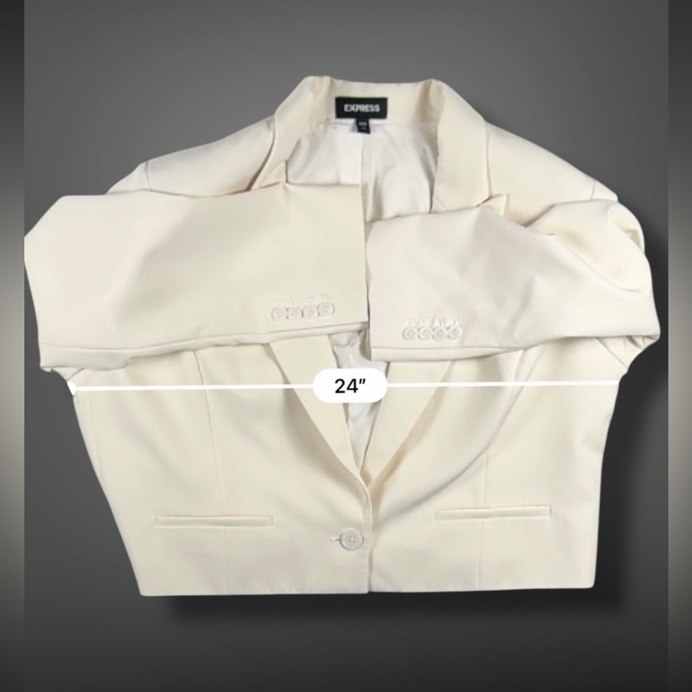 Express Women’s Ivory Cropped Blazer Tailored One Button Jacket Size XL - Picture 11 of 17